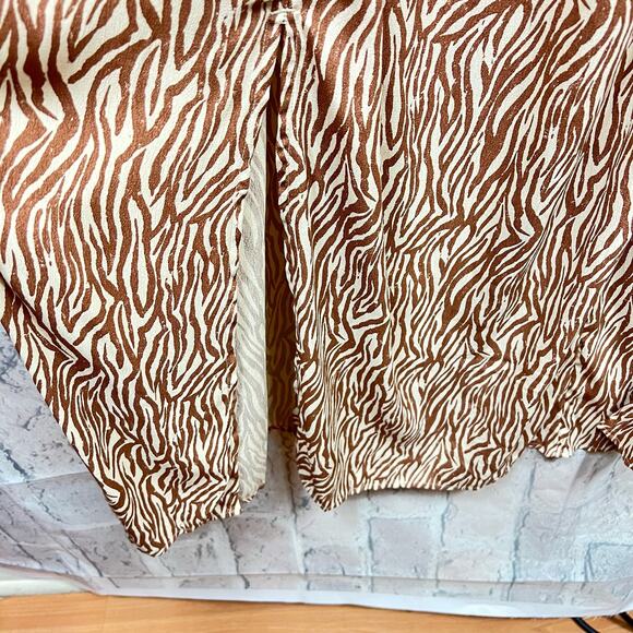 River Island Womens 100% Viscose Size 10 Brown Animal Print Shirred Midi Dress - Picture 7 of 13